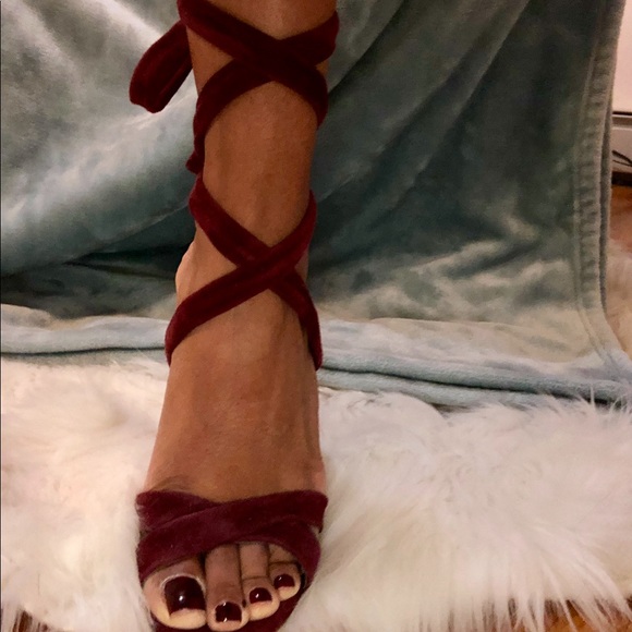 Burgundy 3.5inch Steve Madden Wraparound Heels - Picture 6 of 6